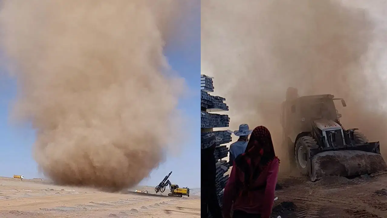 Şantiye’de dev hortum oluştu: O anlar kaydedildi